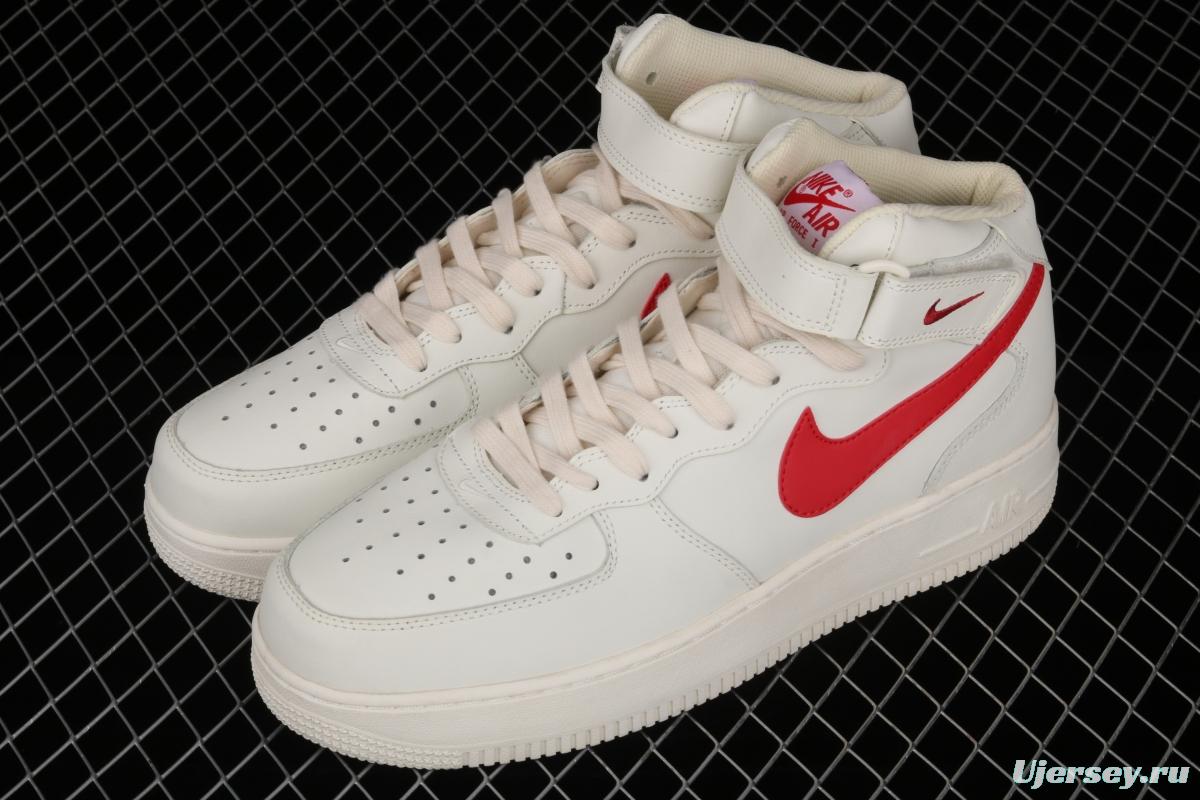 NIKE Air Force 1 Mid air force white and red top casual board shoes 315123-126