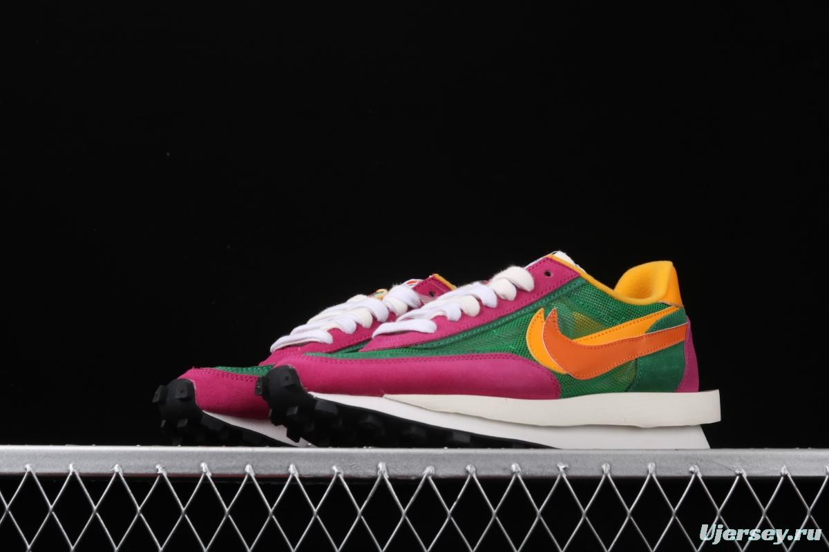 Sacai x NIKE LVD Waffle Daybreak co-signed catwalk style net gauze leather splicing double hook Swoosh running shoes BV0073-301