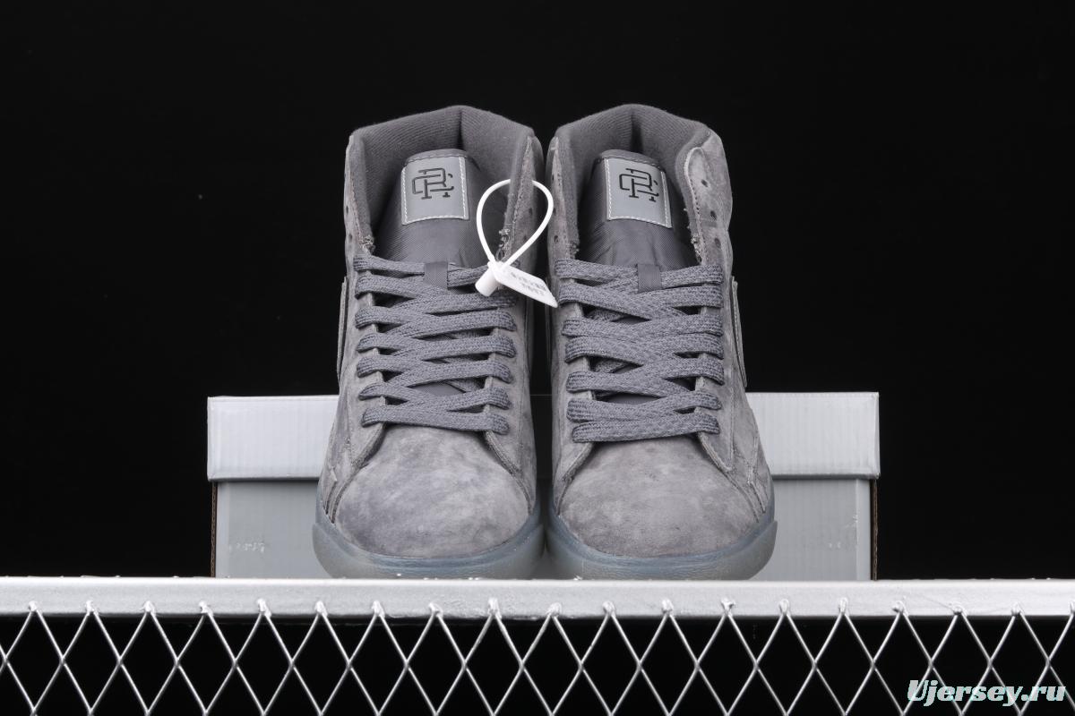 Reigning Champ x NIKE Blazer Mid Retro defending champion joint top suede 3M reflective high upper shoes 371761-900