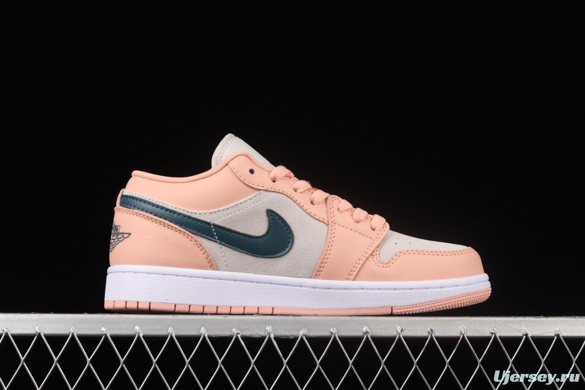 Air Jordan 1 Low pink green low top cultural board shoes DC0774-800