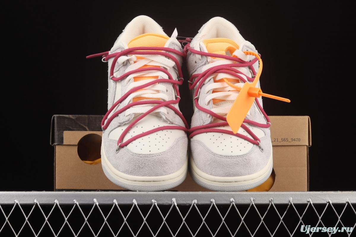 OFF-White x NIKE DUNK Low 12 of 50 OW suede SB buckle rebound fashion casual board shoes DJ0950-114