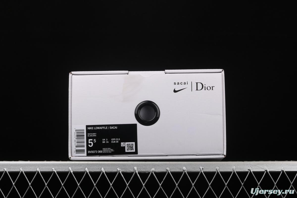 Dior x Sacai x NIKE LVD Waffle Daybreak co-signed catwalk style double hook Swoosh running shoes BV0073-068,