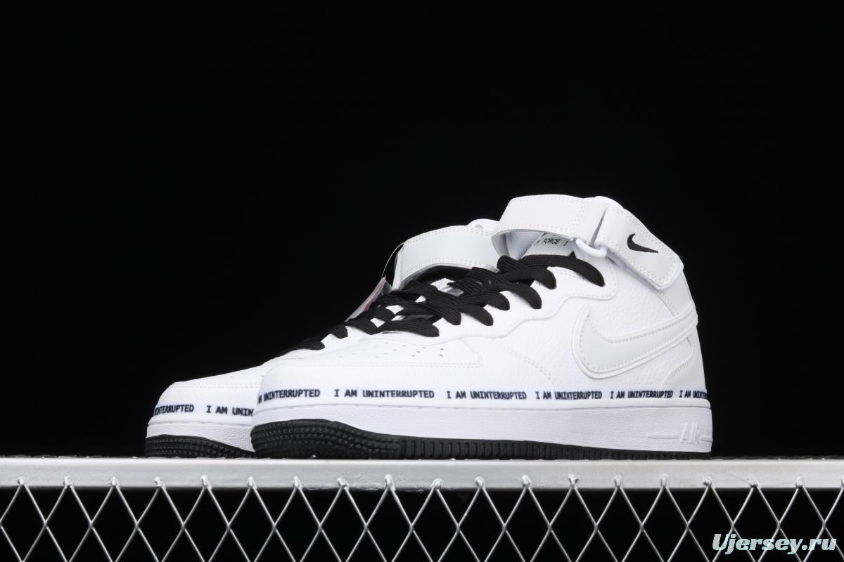 NIKE Air Force 11607 Mid x Uniterrupted white and blue graffiti James co-signed the same 3M reflective medium-side leisure sports board shoes BC2306-460