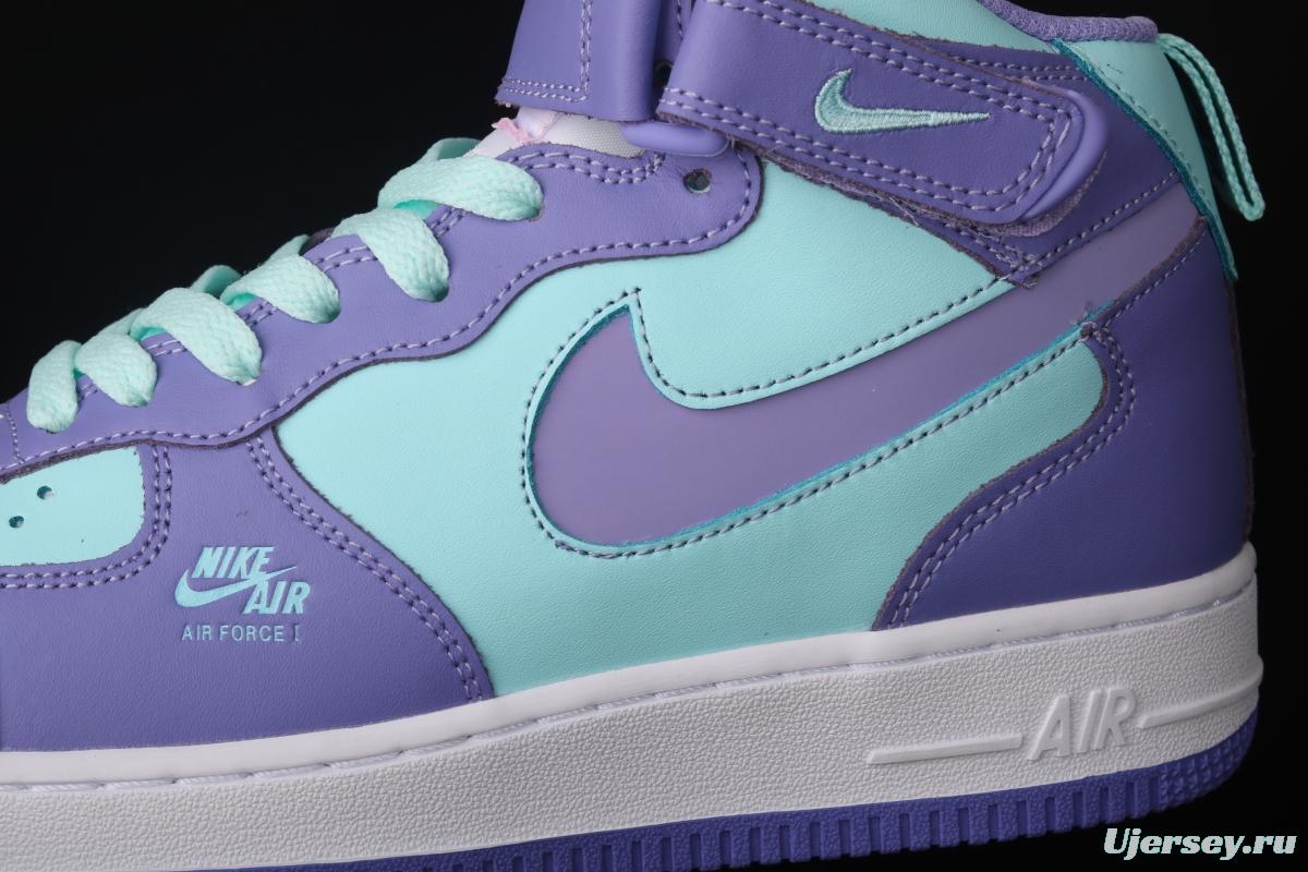 NIKE Air Force 1 Mid sells blue and purple color Zhongbang leisure board shoes CV3039-107overseas