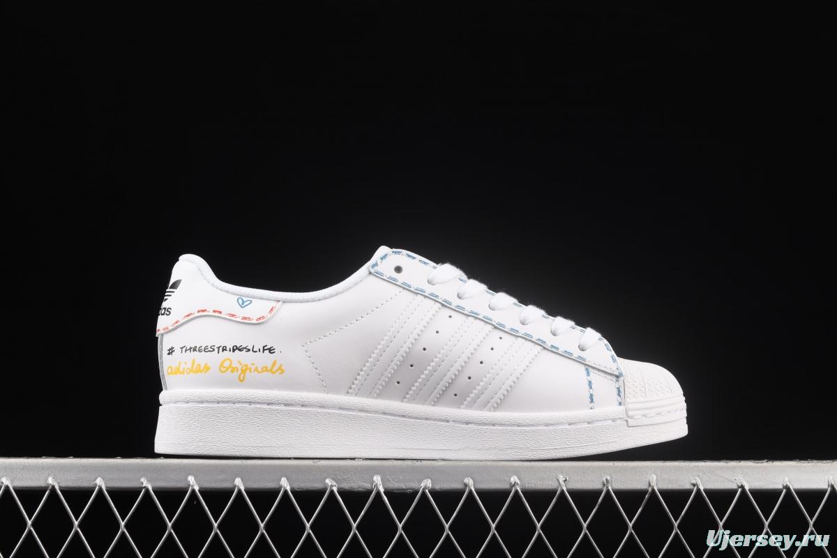 Adidas Originals Superstar GZ3034 shell head child fun graffiti decoration leisure board shoes