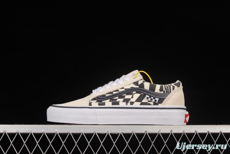 Vans OId Skool black and white checkerboard side stripe low-top professional skateboard shoes VN0A5FCB9CU