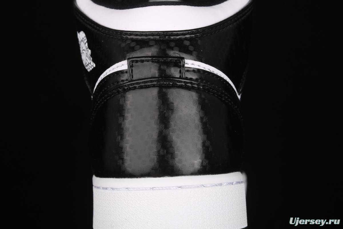 Air Jordan 1 Mid All-Star Bang all-Star black and white lacquered leather basketball shoes DD1649-001