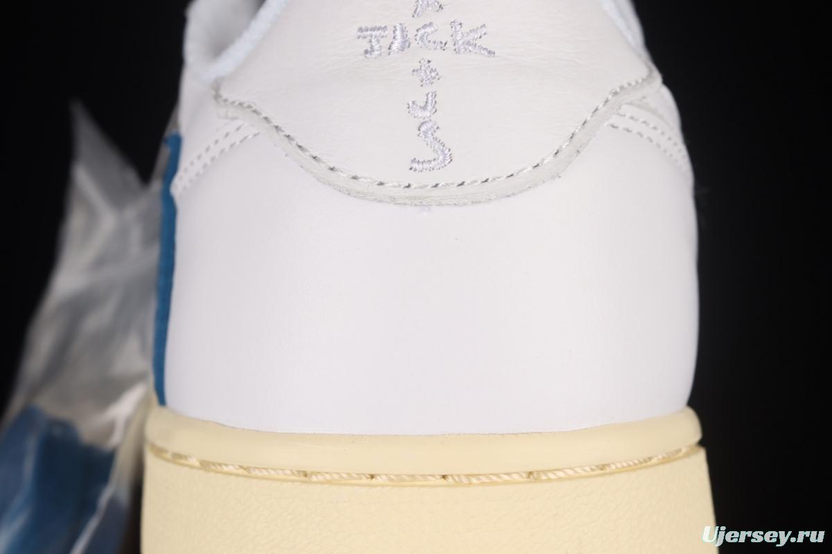 Travis Scott x Air Jordan 1 Low raw rubber white and blue barb low-top cultural sneakers CQ3277-100