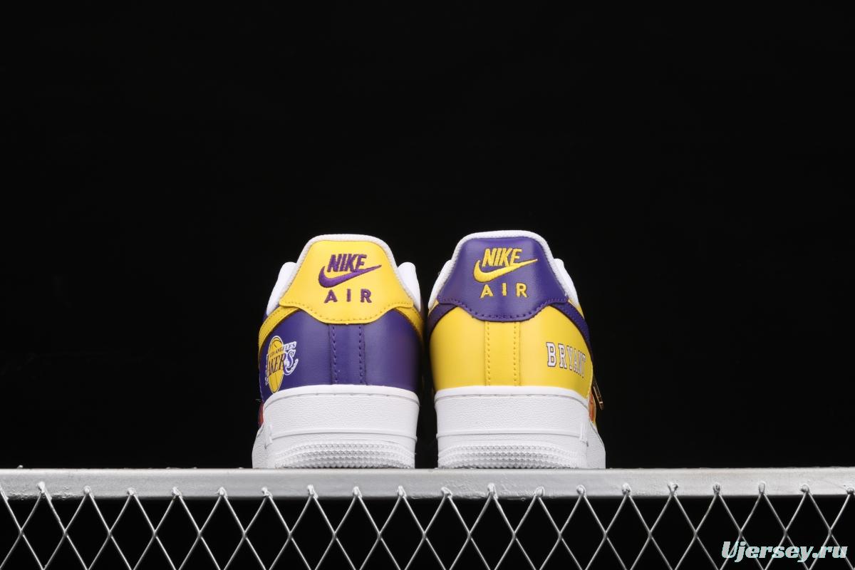 NIKE Air Force 1: 07 co-signed Kobe Bryant Lakers LA white and purple shoes with yellow color low-top casual shoes 315122-118