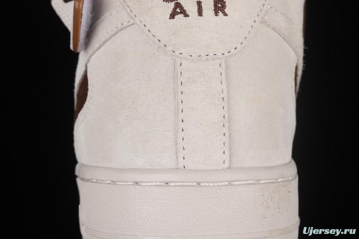 NIKE Air Force 11607 Mid Chocolate color suede casual board shoes HD3053-188