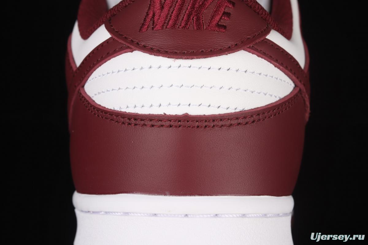 NIKE SB DUNK Low Prm wine red and white color SB buckle rebound fashion leisure board shoes DD1503-108