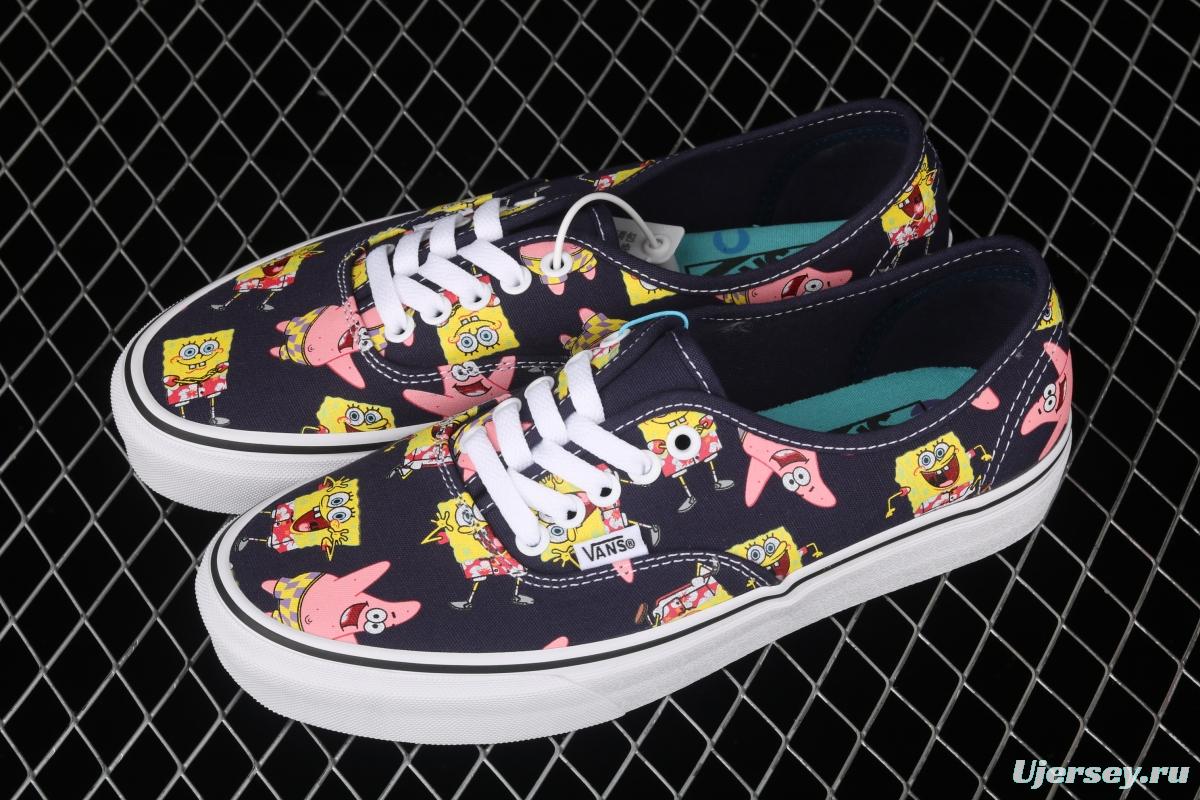 SpongeBob x Vans Comfycush Authentic 2021 joint color printing cartoon customized low-side vulcanized canvas leisure sports board shoes VN0A3WM7YZ1