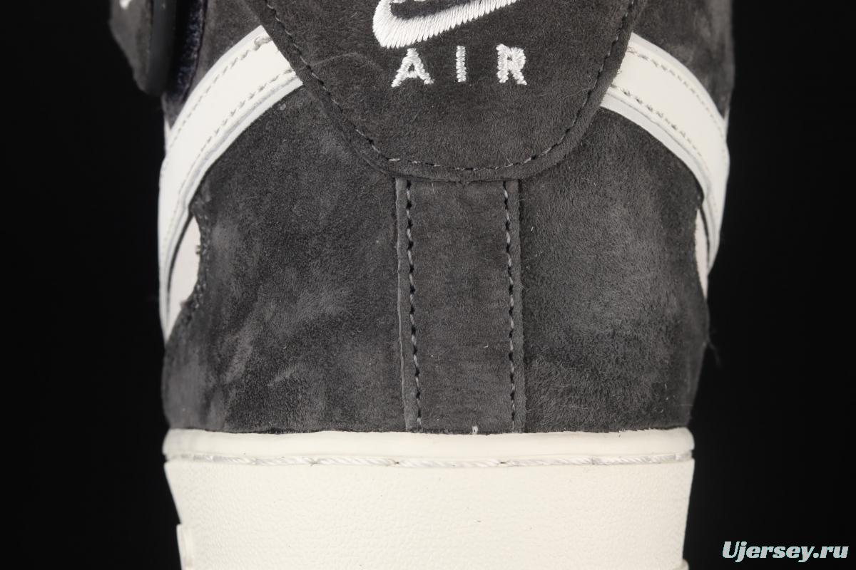 NIKE Air Force 11607 Mid rice gray-black color matching medium-top casual board shoes DG9158-616,