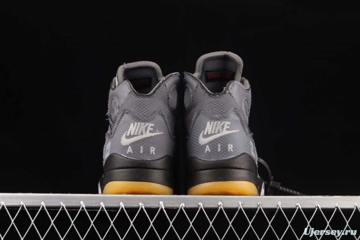 OFF-White x Air Jordan 5 Black Sail 3M reflective basketball shoes CT8480-001