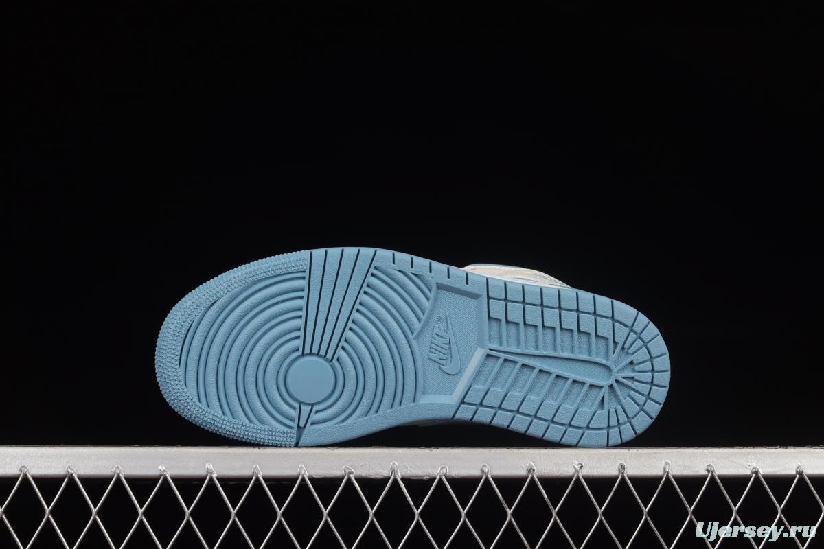 Air Jordan 1 Mid North Carolina Blue Zhongbang Basketball Shoes BQ6472-141