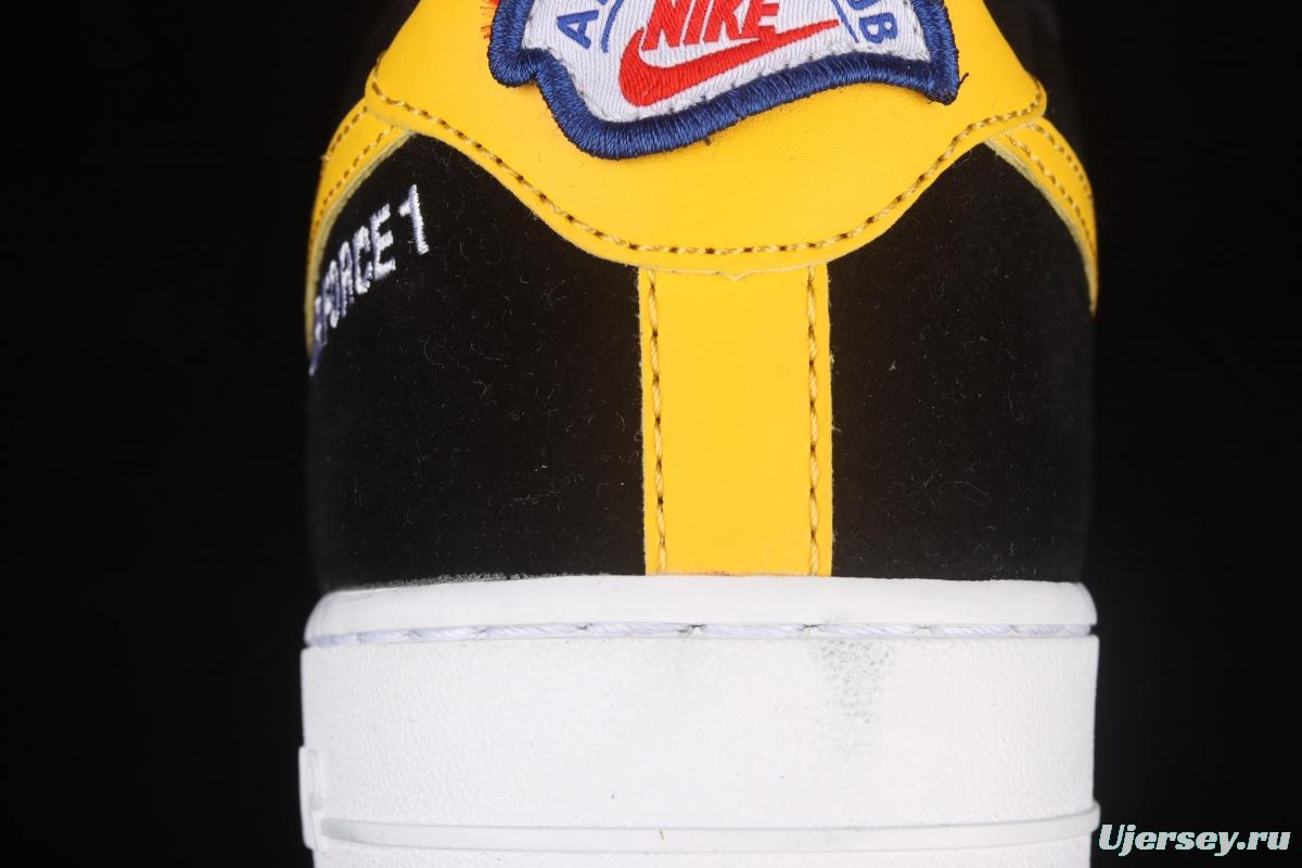 NIKE Air Force 1x 07 Low black, white, yellow hook low top casual board shoes DH7568-002