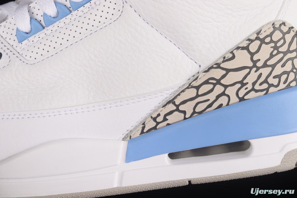 Air Jordan 3 UNC AJ3 Joe 3 North Carolina blue white burst blue crack in the basketball shoes CT8532-104