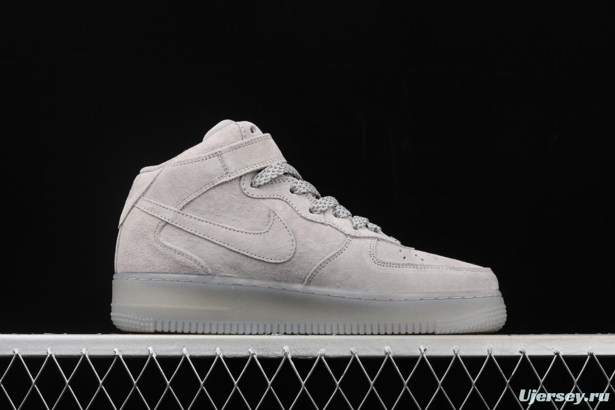 Reigning Champ x NIKE Air Force 1' 07 Mid defending champion suede gray 3M reflective sports leisure board shoes GB1119-198