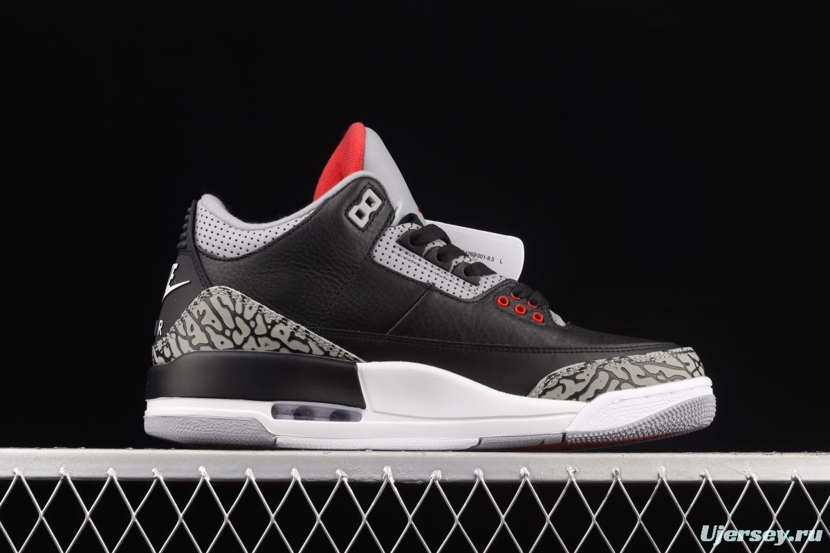 Air Jordan 3 Retro Black Cement (2018) AJ3 Joe 3 re-engraved black cement 854262-001