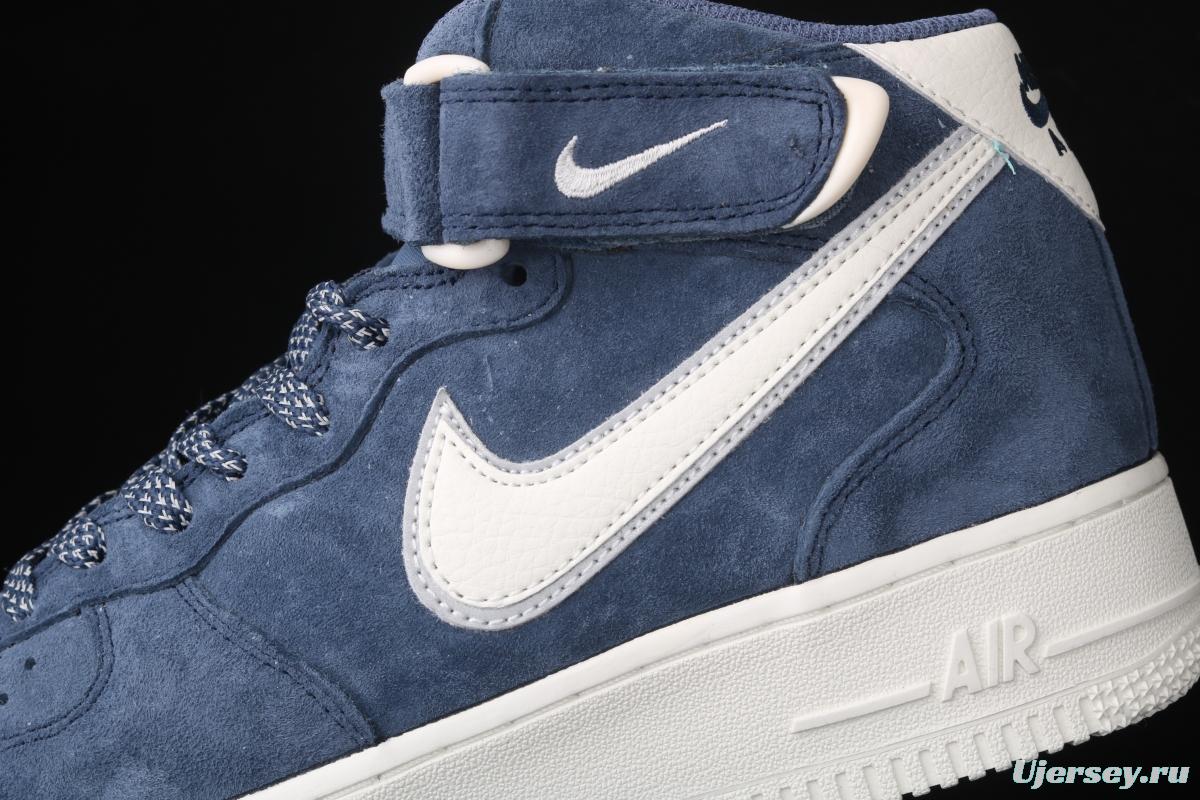 NIKE Air Force 1' 07 Mid dark blue suede 3M reflective casual board shoes AA1118-007