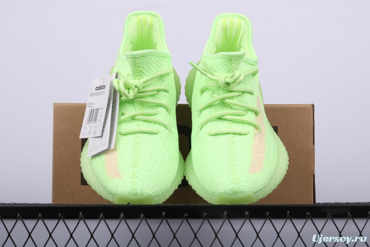 Adidas Yeezy 350 Boost V2 EG5293 Darth Coconut 350 second generation fluorescent green hollowed-out silk color matching