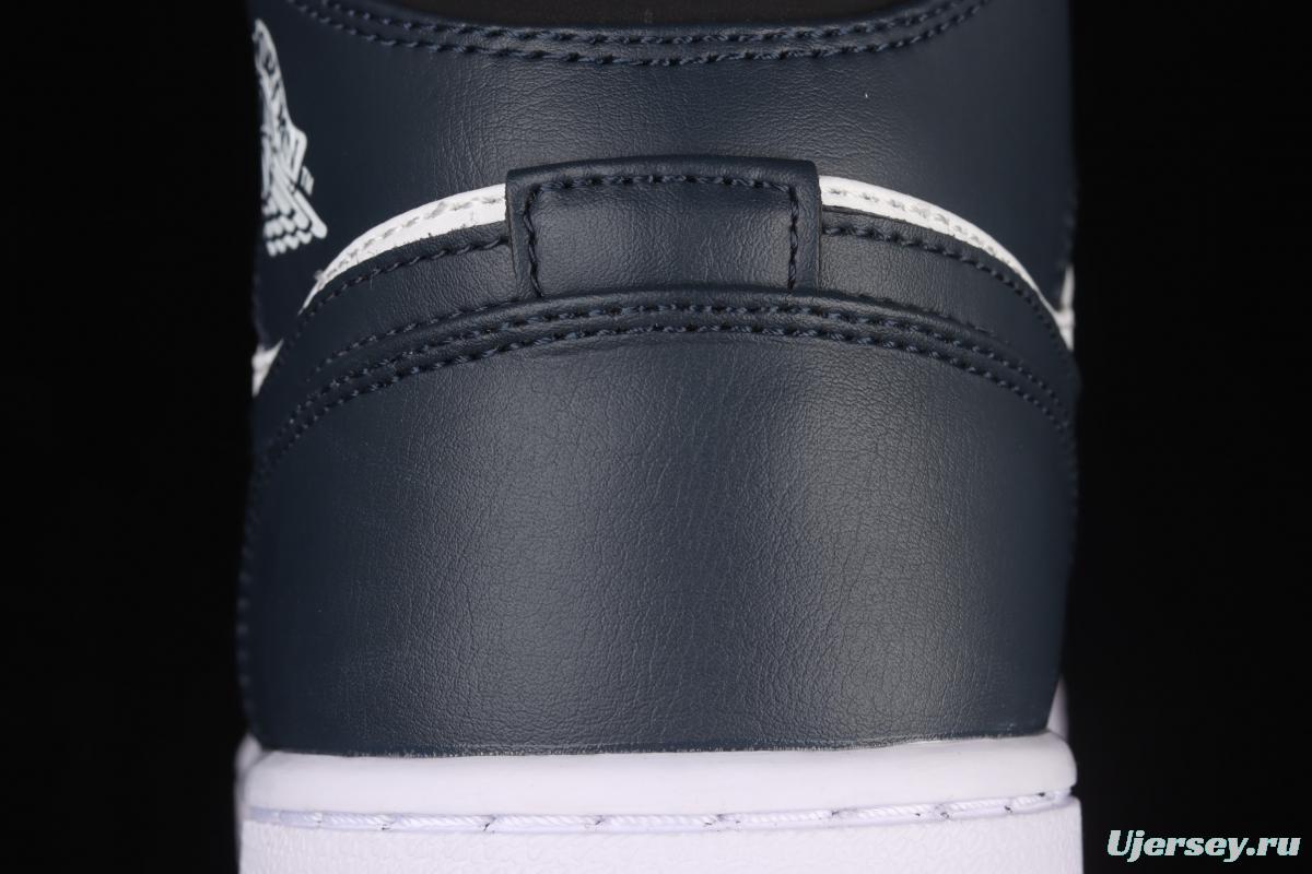 Air Jordan 1 Mid Dark Teal Qinglan Zhongbang basketball shoes 554724-411