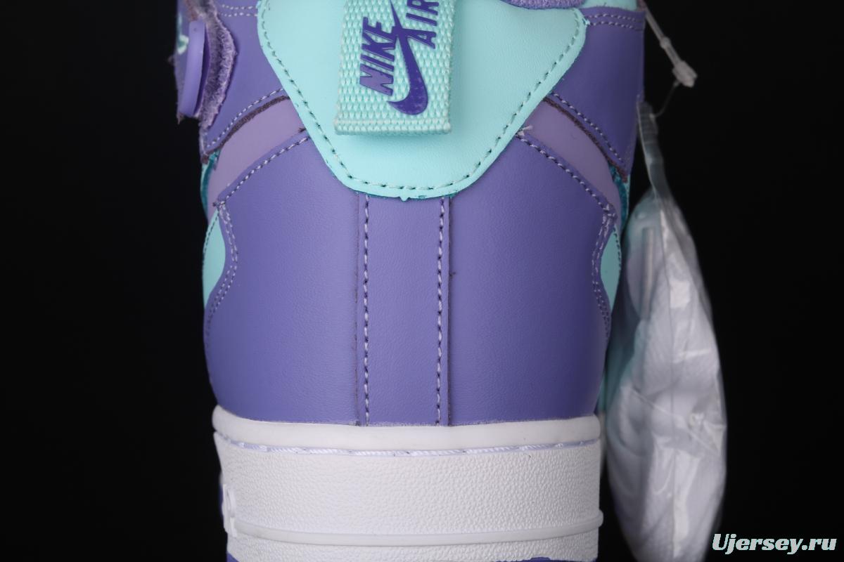 NIKE Air Force 1 Mid sells blue and purple color Zhongbang leisure board shoes CV3039-107overseas
