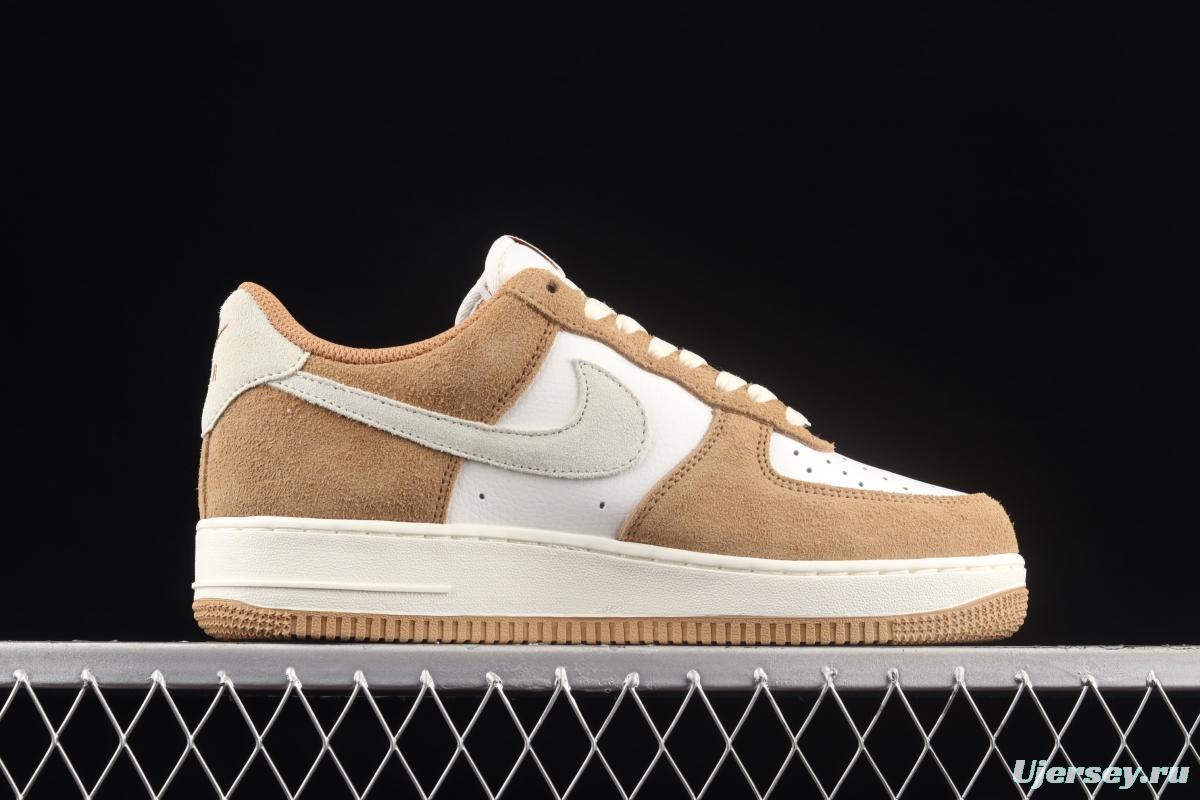 NIKE Air Force 1o07 Low white brown wheat low-top casual board shoes BQ8988-104