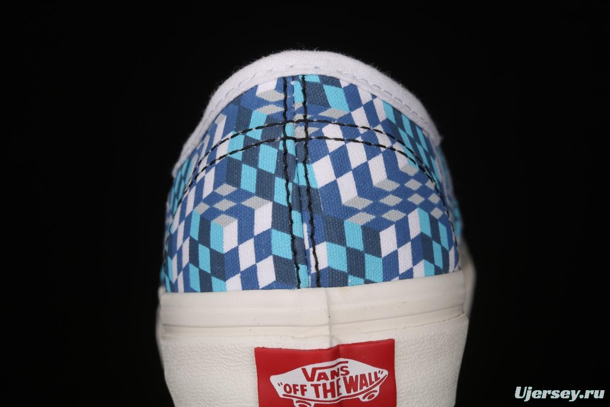 DOE x Vans Authentic chessboard blue and white low-top casual board shoes VN0A4ODU2DJ