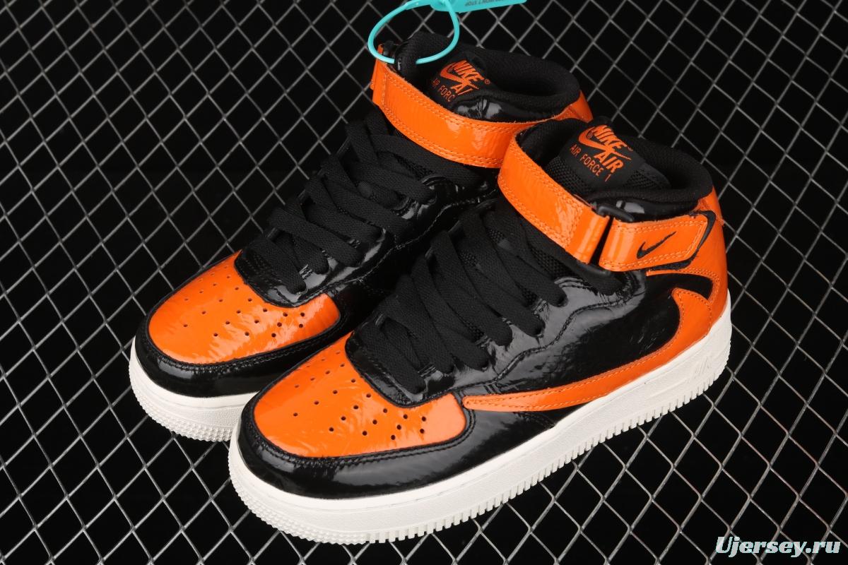 NIKE Air Force 11607 Mid in the help / retractor lacquered leather black orange 804609-188