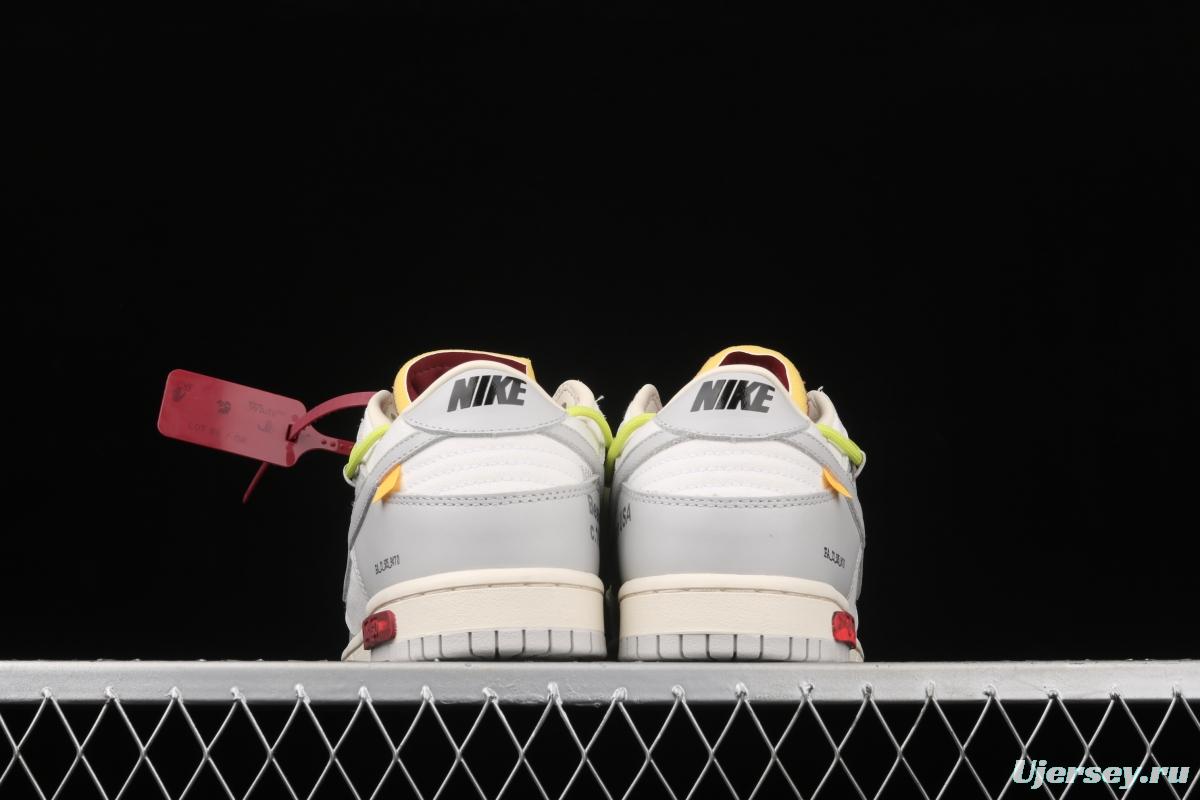 OFF-White x NIKE DUNK Low 04 of 50 OW white gray leisure sports skateboard shoes DM1602-106