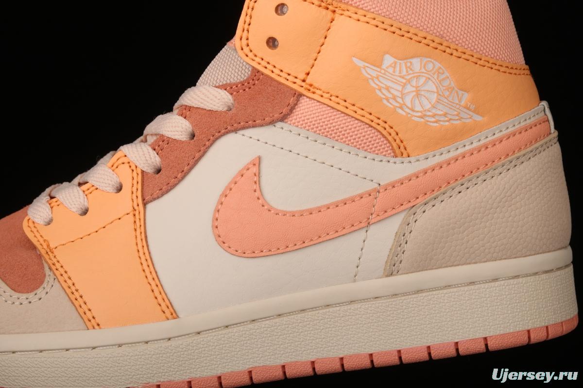 Air Jordan 1 Mid SE Zhongbang Orange Powder splicing Zhongbang Leisure Sports Board shoes DH4270-800