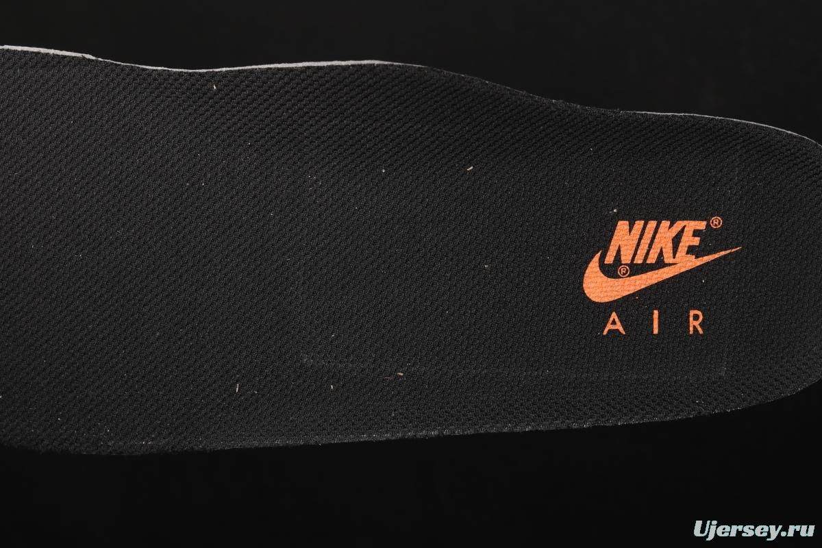 NIKE Air Force 1o07 Mid black orange color matching medium top casual board shoes 554724-058