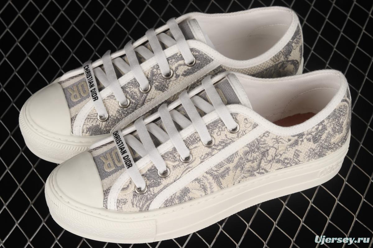 Dior Walk'n Dior 21s embroidery series 3D canvas low upper shoes KCK211BWES19R