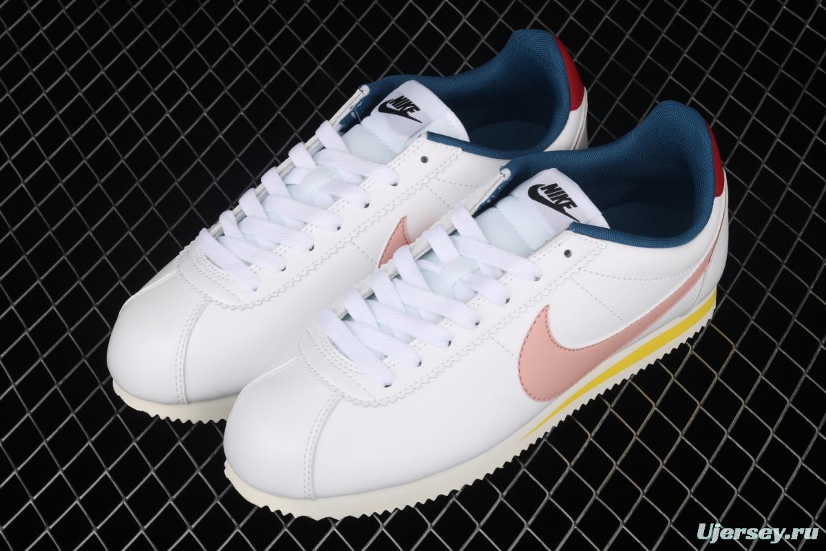 NIKE Classic Cortez Leather Forrest Gump fresh white powder matching leather running shoes 807471-114