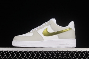 NIKE Air Force 1'07 Low White Gold Low Top Casual Sports Sneakers DC9029-100