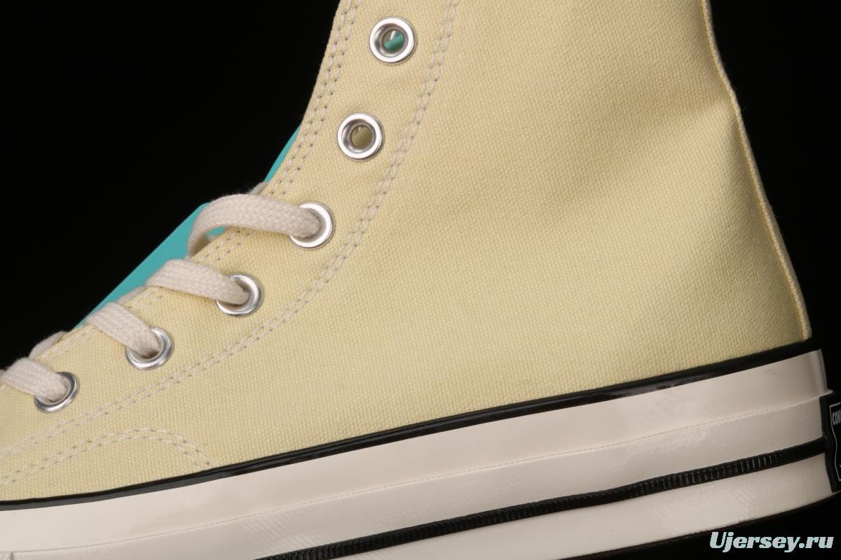 Converse 70s spring new color environmental protection cream yellow high top leisure board shoes 170795C