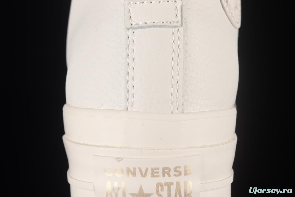 Converse Converse vanilla gold foil ice cream heightened thick soles and high upper canvas shoes 572574C