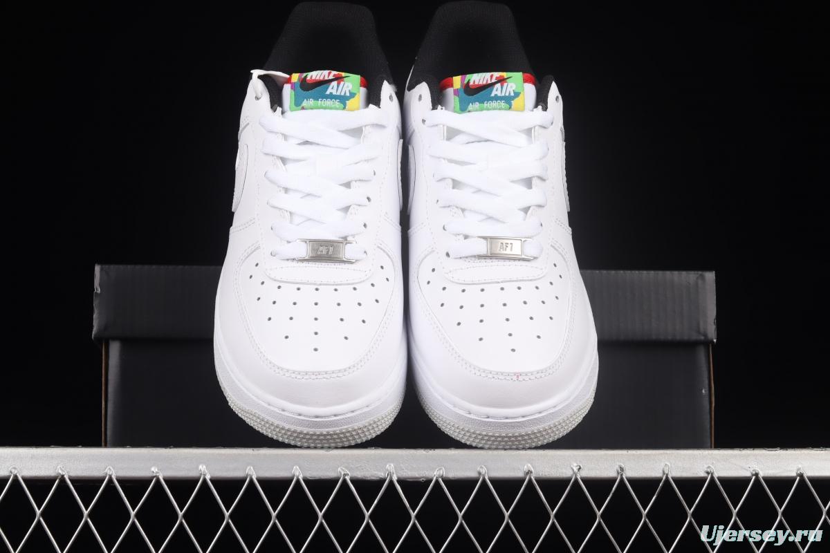 NIKE Air Force 11607 Low Peace Love Swoosh white and black graphic printed low-top casual board shoes DM8148-100