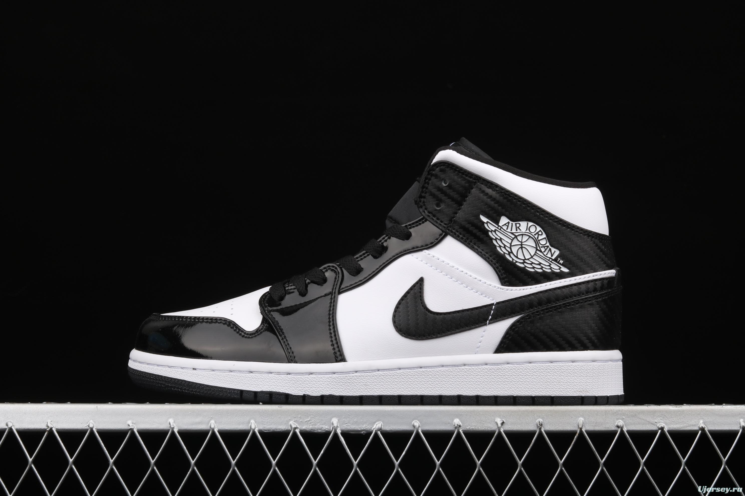 Air Jordan 1 Mid All-Star Bang all-Star Black and White lacquered Leather Leather Leisure Sport Board shoes DD1649-001