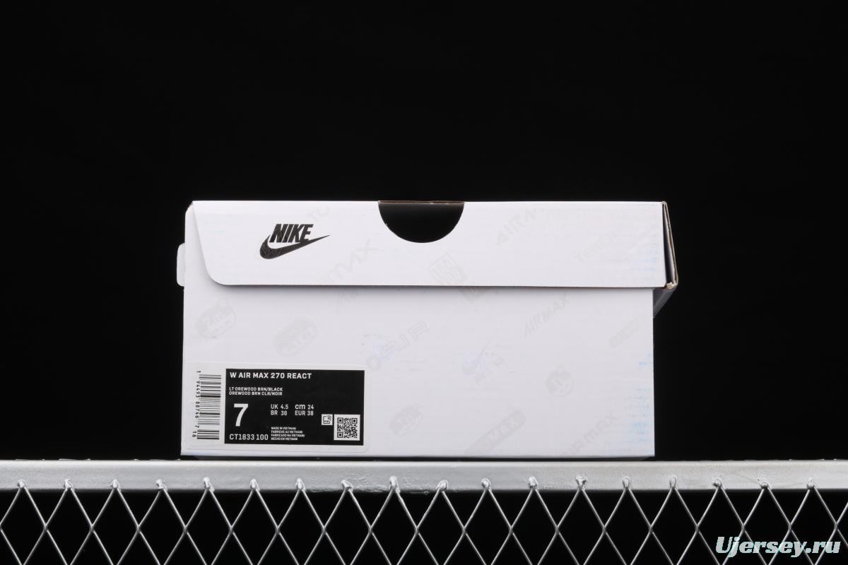 NIKE Air Max 270React new high-frequency mesh function half-palm air cushion running shoes CT1833-100