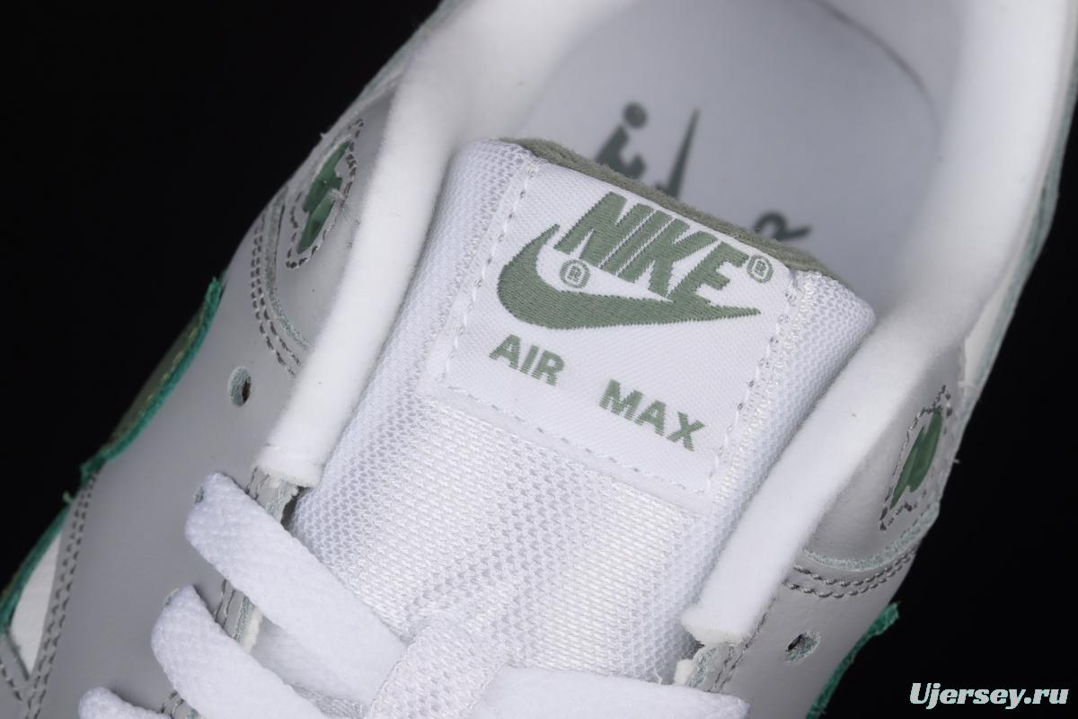 NIKE Air Max 1 gray-green leather half-palm air cushion retro running shoes DB5074-100