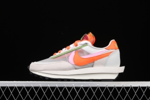 Sacai x NIKE LVD Waffle Daybreak co-signed catwalk style transparent net stitching double hook Swoosh running shoes DH1347-100