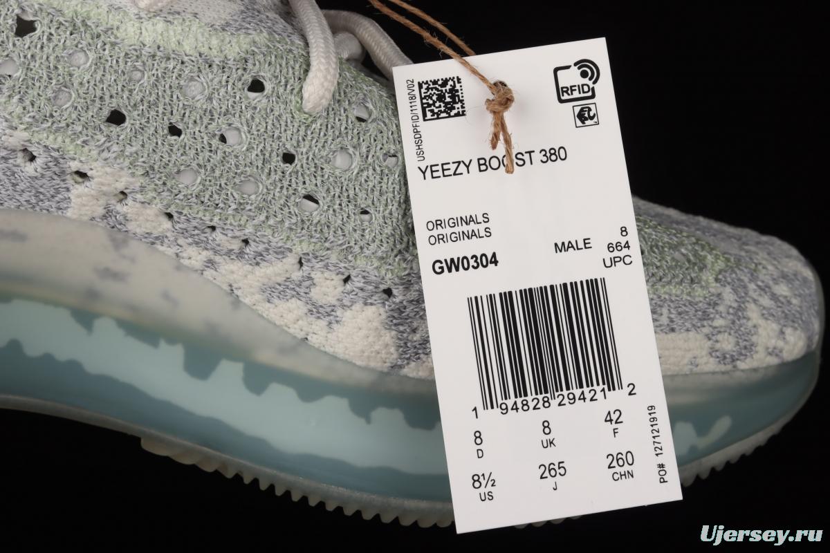 Adidas Yeezy 380 Alien Blue GW0304 Kanye jointly limited coconut 380 blue alien 3M reflective running shoes