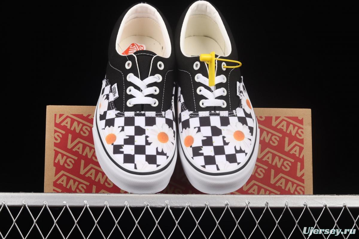 Vans Era black checkerboard daisies low upper canvas shoes VN0A5KX5B0B