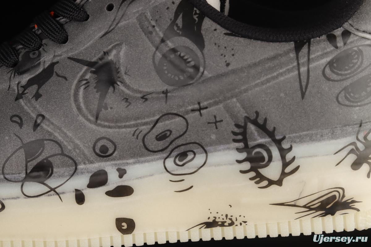 NIKE Air Force 1 Experimental Halloween Black Orange Halloween Luminous Low-Top Sneakers DC8904-001