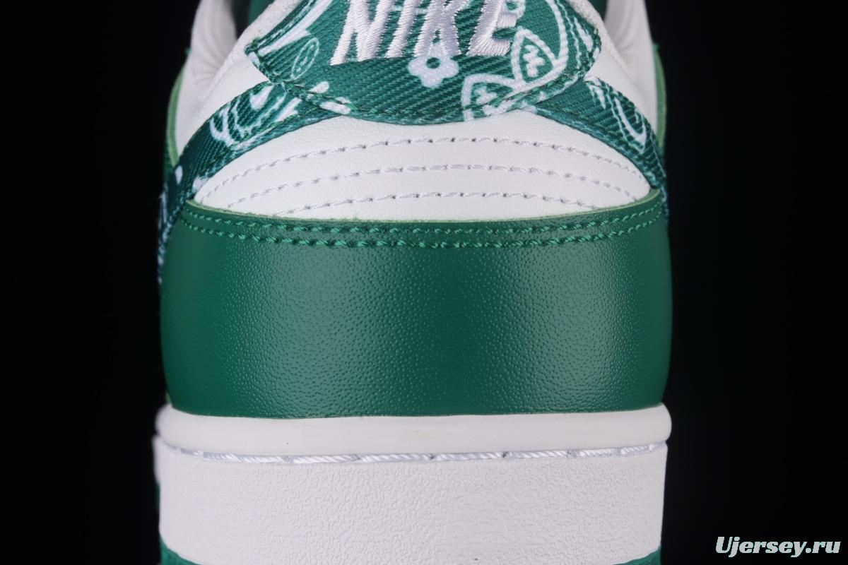 NIKE DUNK Low Green Paisley cashew nuts white and green SB buckle rebound fashion casual board shoes DH4401-102