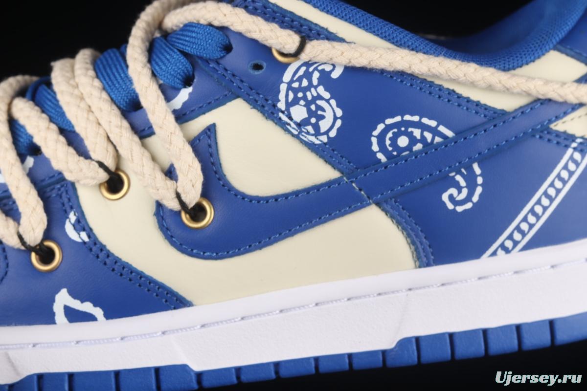 NIKE DUNK Low Retro beige lightning blue retro cashew flower deconstruction shoelace SB buckle shredded backboard fashion leisure board shoes DD1391-001