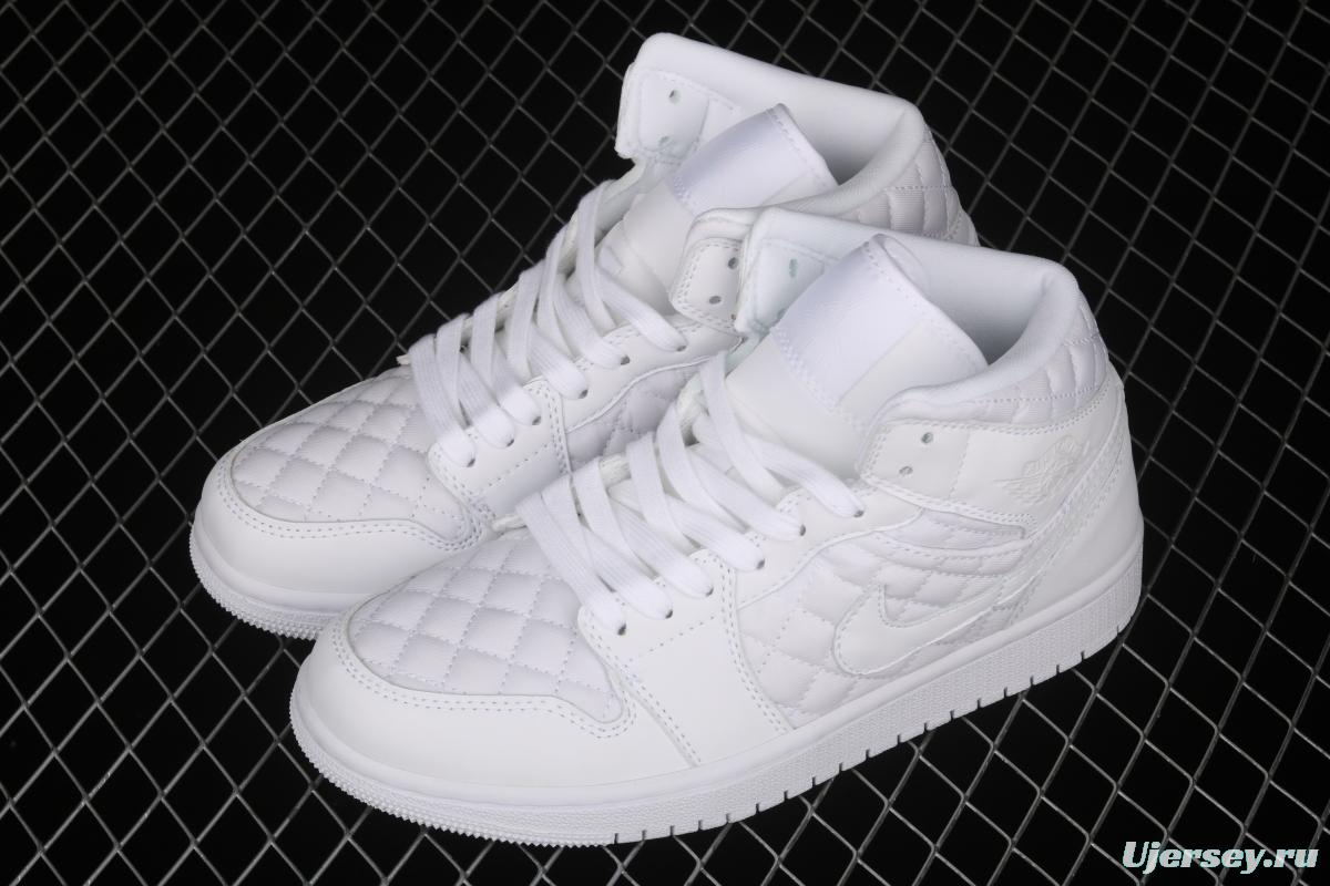 Air Jordan 1 Mid Quilted White Little Chanel Leisure Sport Board shoes DB6078-100