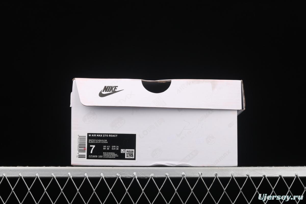NIKE Air Max 270React new high-frequency mesh hollowing out function half-palm air cushion running shoes CZ1609-100